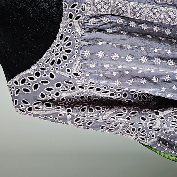 Johnny Was Plaid Ruffle Blouse in Graphite - Picture 3 of 8